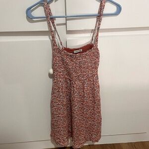 Abercrombie & Fitch Smocked Mini Floral Dress - Size Small - Pink/Red